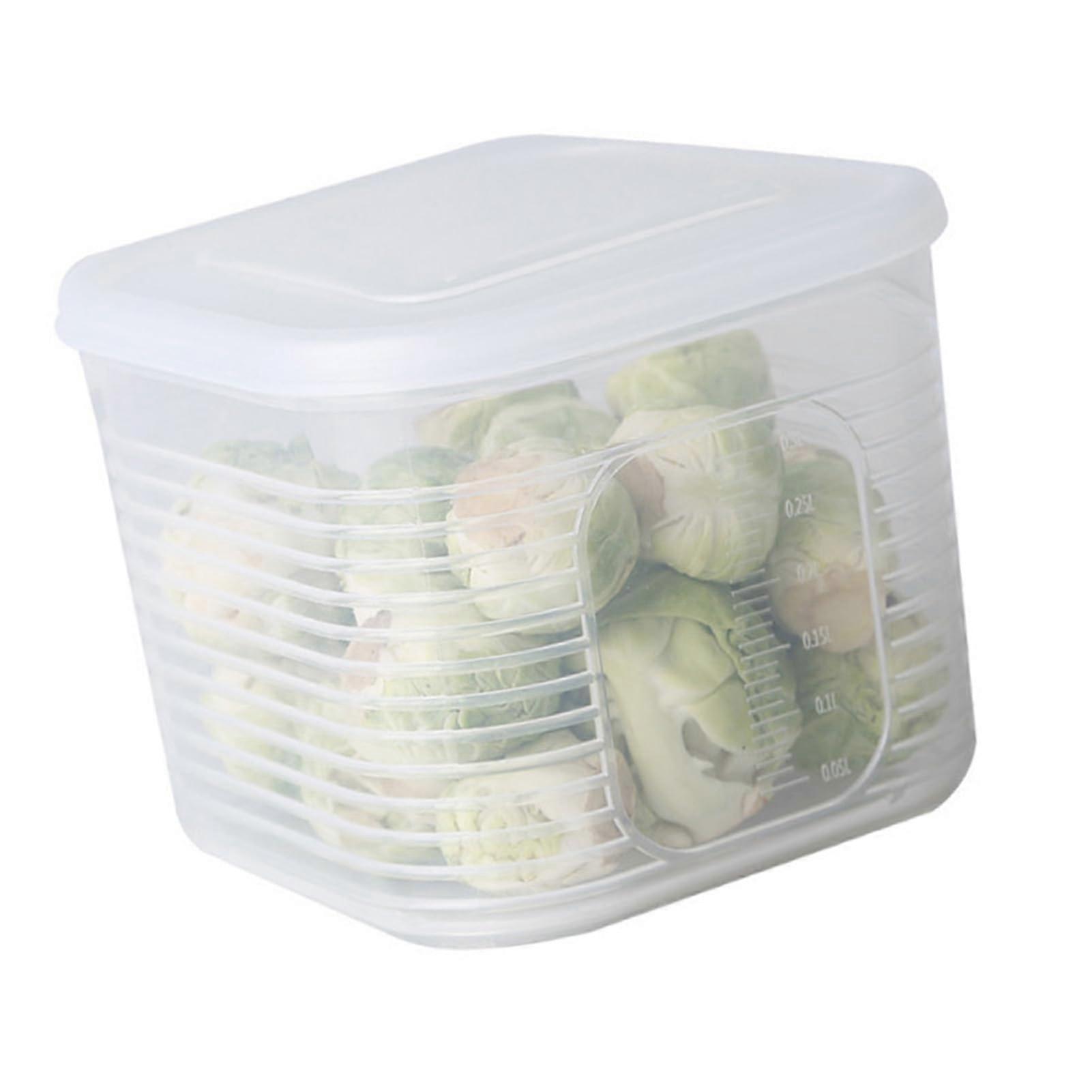 Kitchen Vegetables Container with Lid - Plastic Onion Ginger Garlic Storage Box for Refrigerator, Airtight and Durable