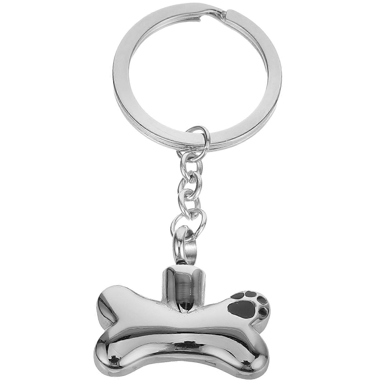 Urn Key Chain Bone Shape for Ash Keepsake 3Pcs Durable Silver Titanium Steel