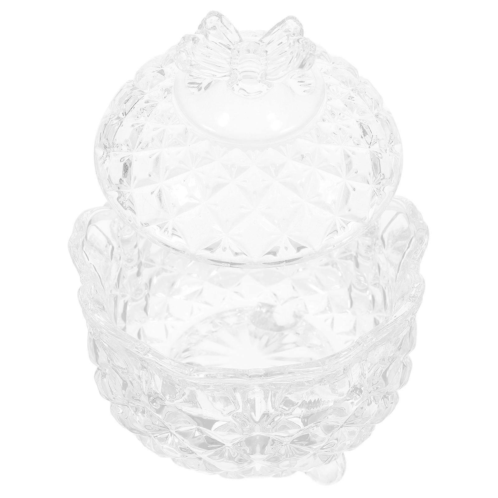 Round Glass Storage Box With Lid Decorative Item For Women Kitchen Use Candy Storage Transparent 1Pack