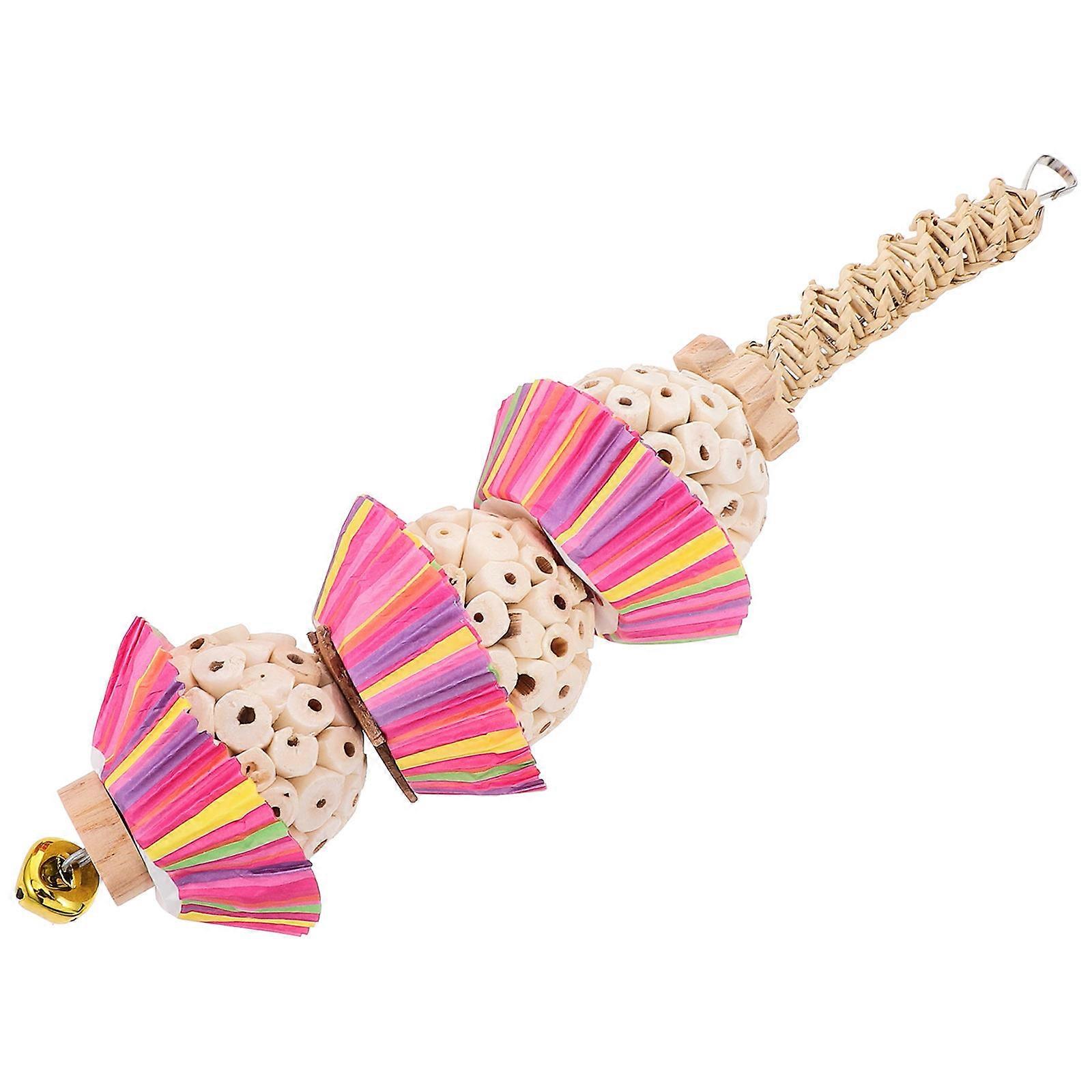 Parrot Chewing Toy Hanging Foraging Toy 4Pcs Assorted Color Bird Plaything