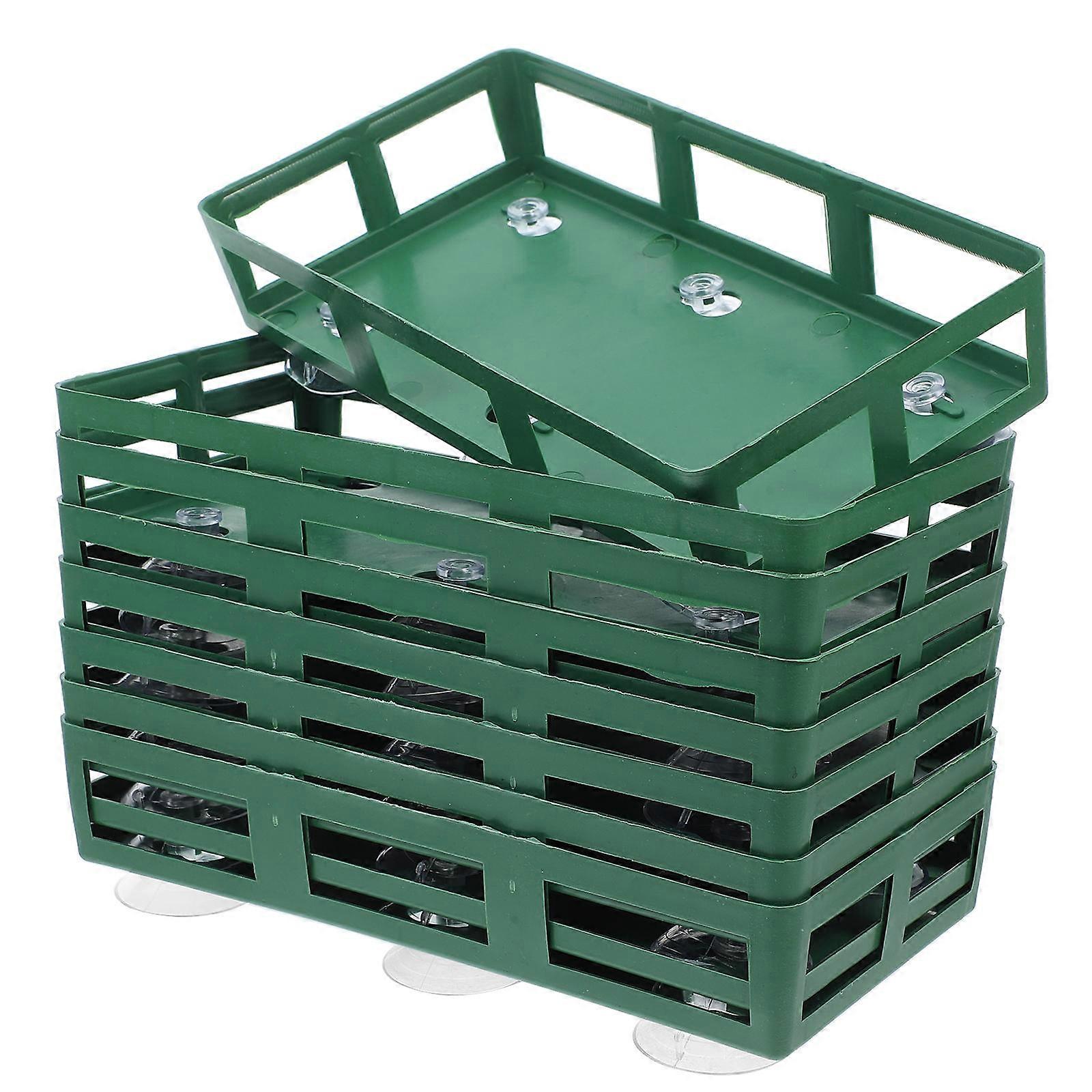 Green Rectangular Suction Cup Flower Tray for Home Decoration 10Pcs