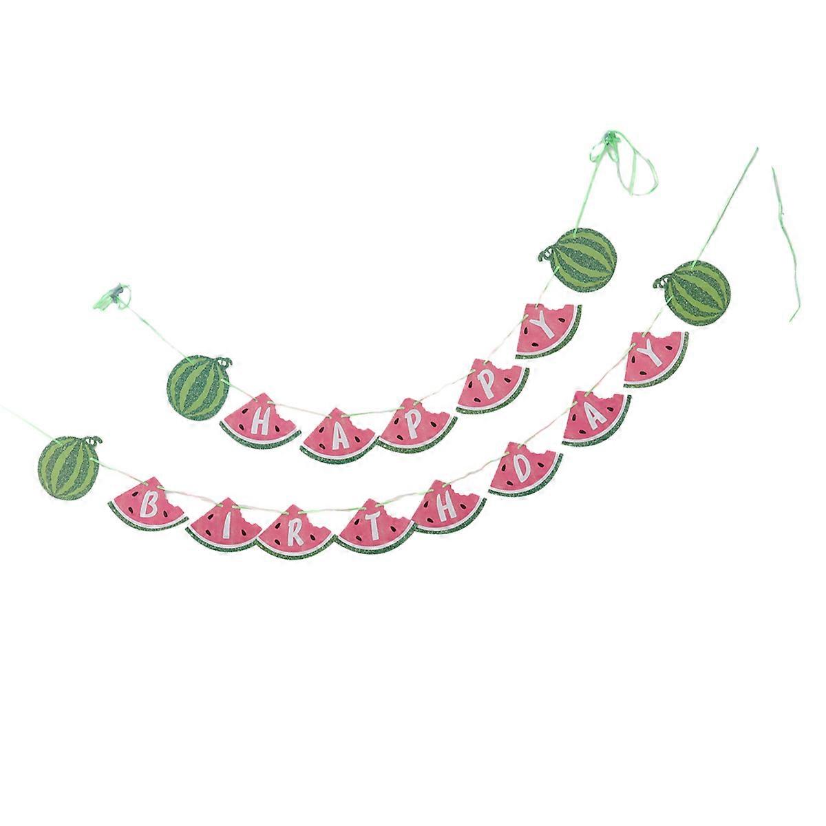 2Pcs Colorful Watermelon Bunting For Holiday Celebrations Designed For Themed Parties Perfect For Children And Watermelon Enthusiasts