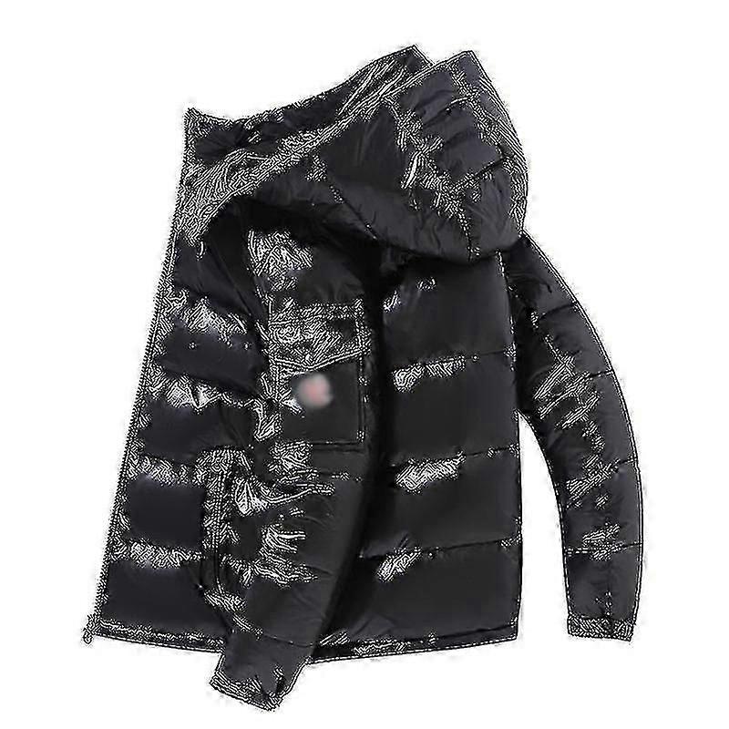 Shiny Down Jacket Men's Winter Jacket Stand Collar Down Jacket With Hood-lian