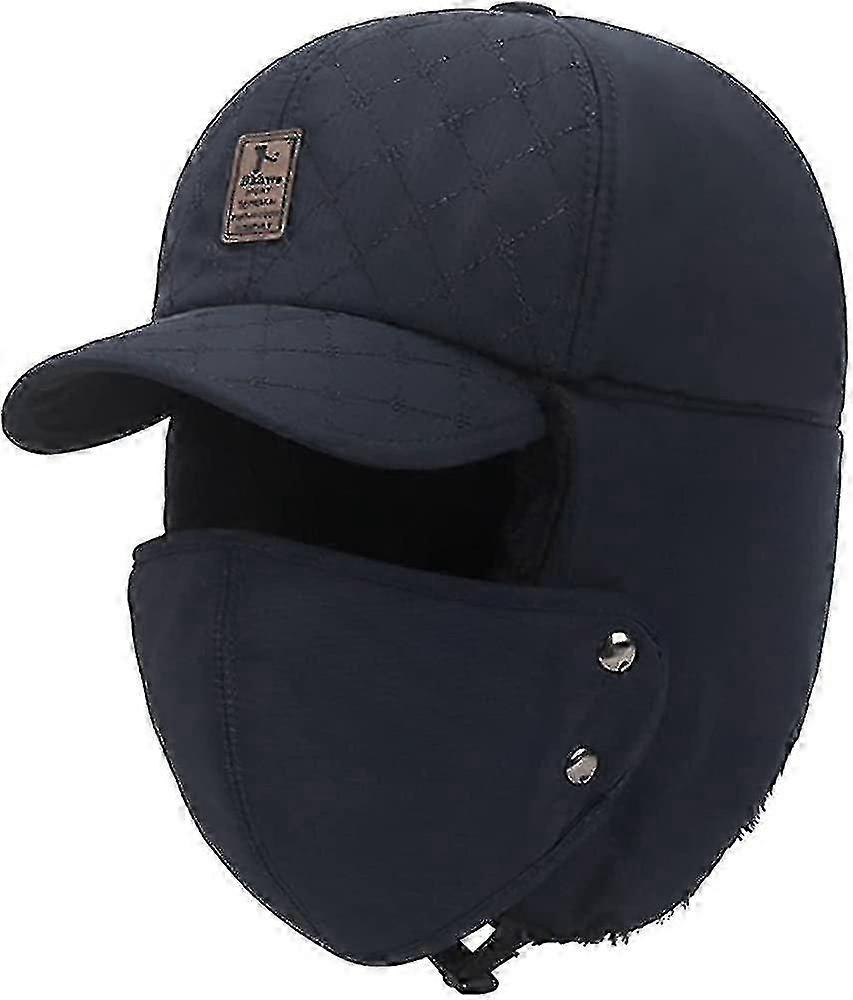 Unisex vinterhatt tjocknar flufffoder bomberlock med Acsergery öronflikar munskydd 3 i 1 krigsgåva