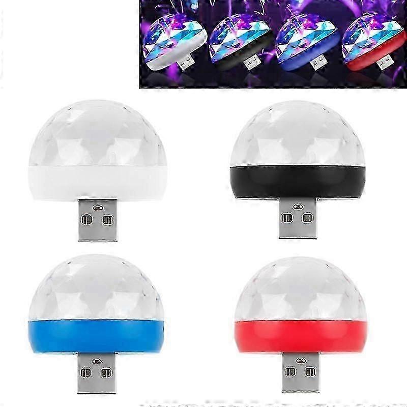 4pcs USB Crystal Stage Light Mobile Phone Portable Party Light Mini Colorful LED DJ Lamp Disco Ball Atmosphere Light with Adapter