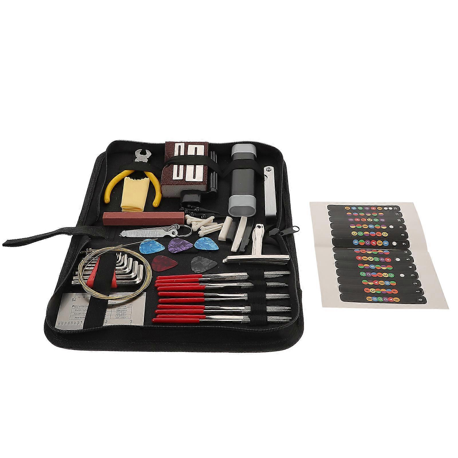 Kit practic de reparare a instrumentelor muzicale, 72 de bucăți, instrumente de curățare a chitarei, portabile, pentru prieteni și membri ai familiei, material ABS durabil