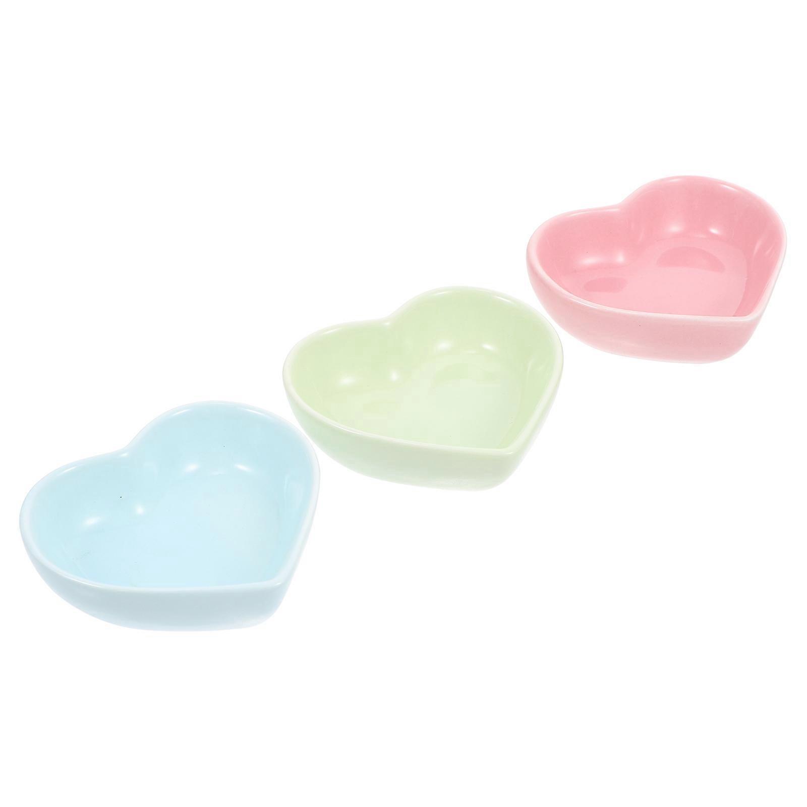 Hamster Food Bowls Ceramic Heart-Shaped Pet Feeder Bowls 6Pcs Included