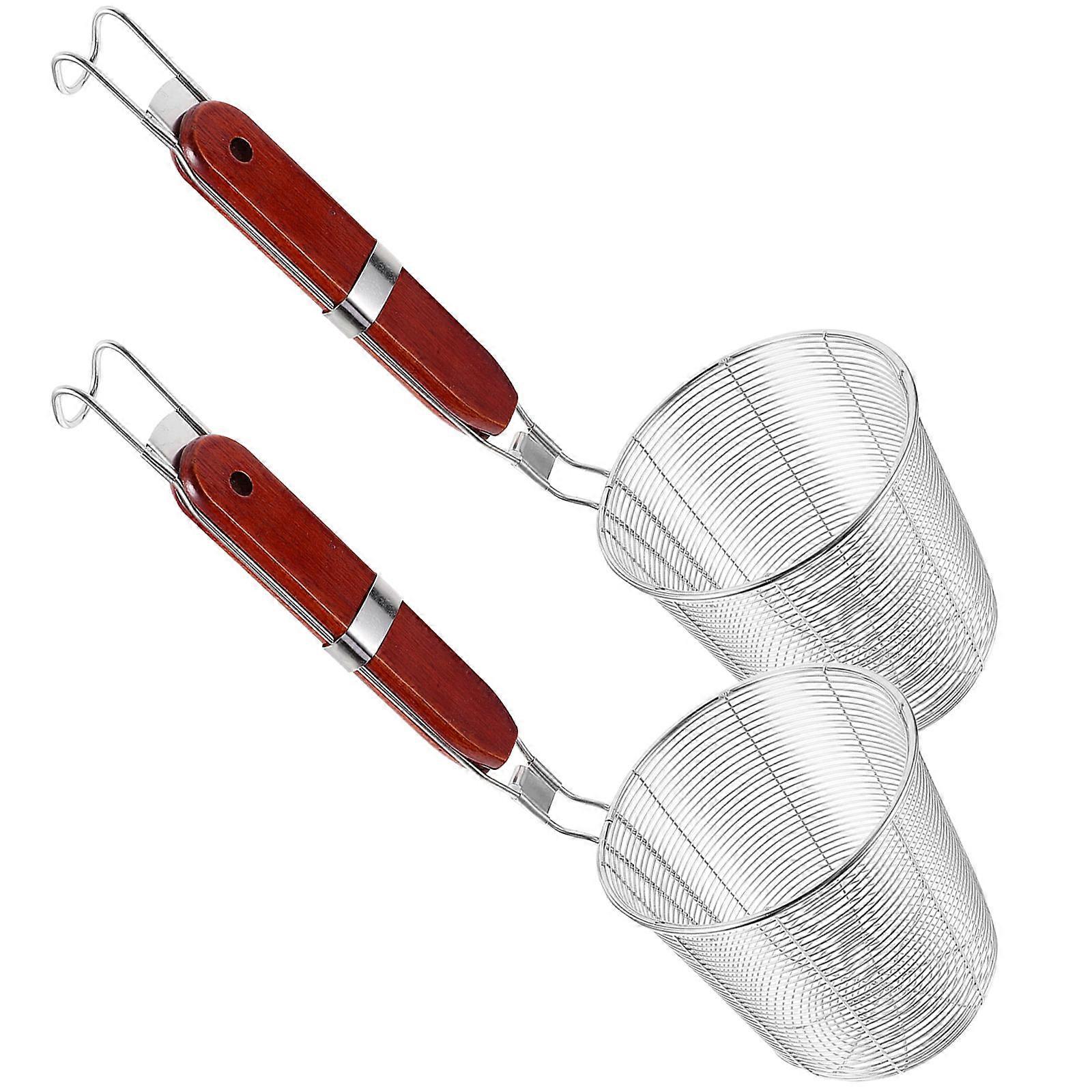 Mesh Strainer 2Pcs Stainless Steel Long Handle Kitchen Tool for Home Cooking Assorted Color Draining
