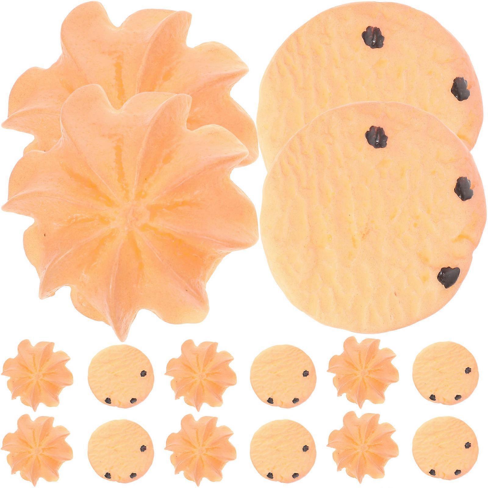 16Pcs Artificial Cookie Models Simulation Props For Home Decoration And Bakery Displays Light Yellow PVC Material Teaching Tool