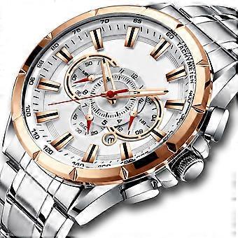 CURREN 8363 Herren-Quarzarmbanduhr, Edelstahlband, wasserdicht, Chronograph mit Datumskalender, leuchtenden Zeigern und drei Hilfszifferblättern