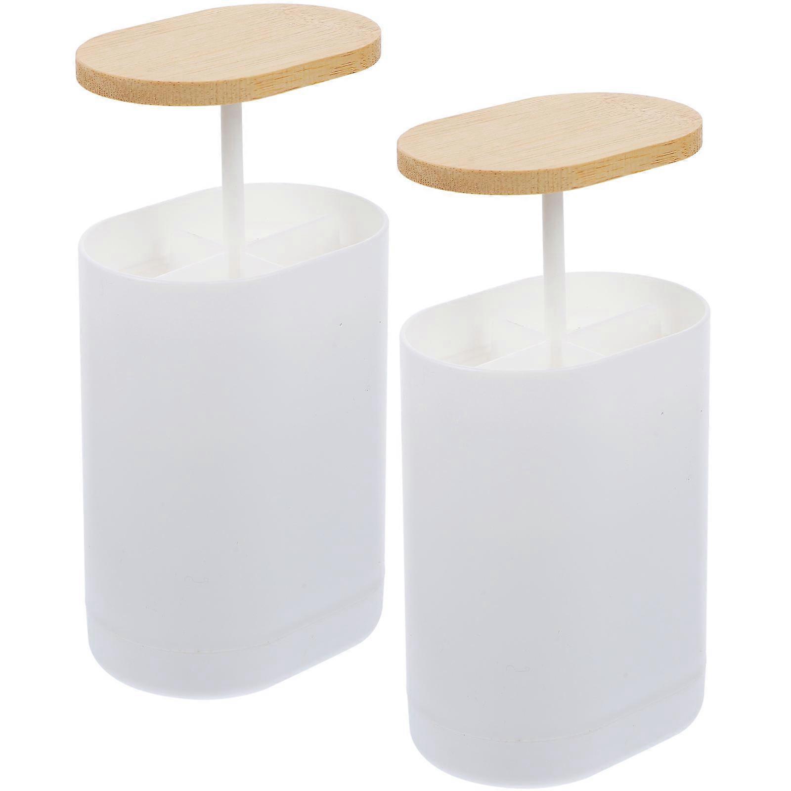 Automatic Toothpick Box 4Pcs Press-Type Dispenser for Storage White