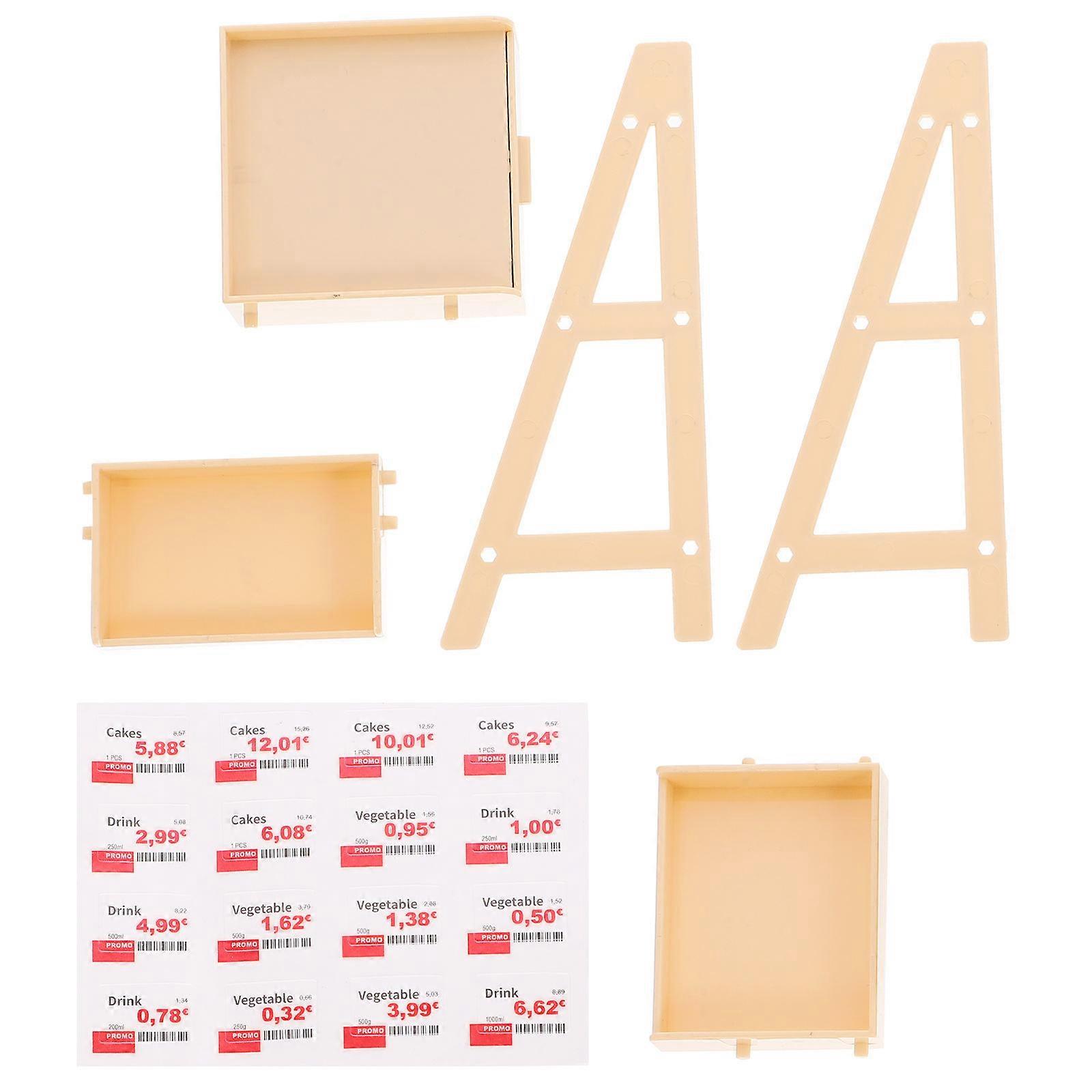Miniature Storage Rack Model Doll House Shelf for Decor 3Pcs Beige