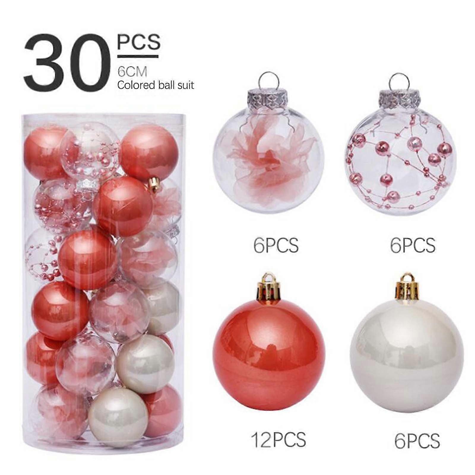 30Pcs Christmas Balls Set - Shatterproof Plastic Baubles, Multi-Size Hanging Decorations for Christmas Tree & Party | Compatible with Xmas Ornaments