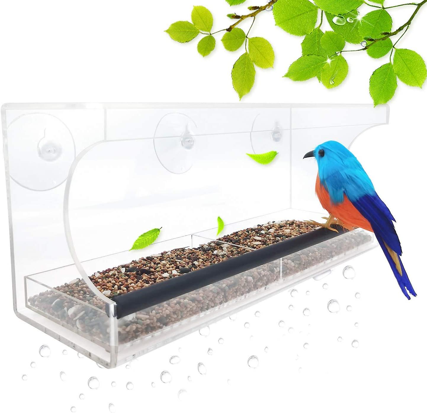 Clear Acrylic Window Bird Feeder with Suction Cups(with Sliding Seed Tray)