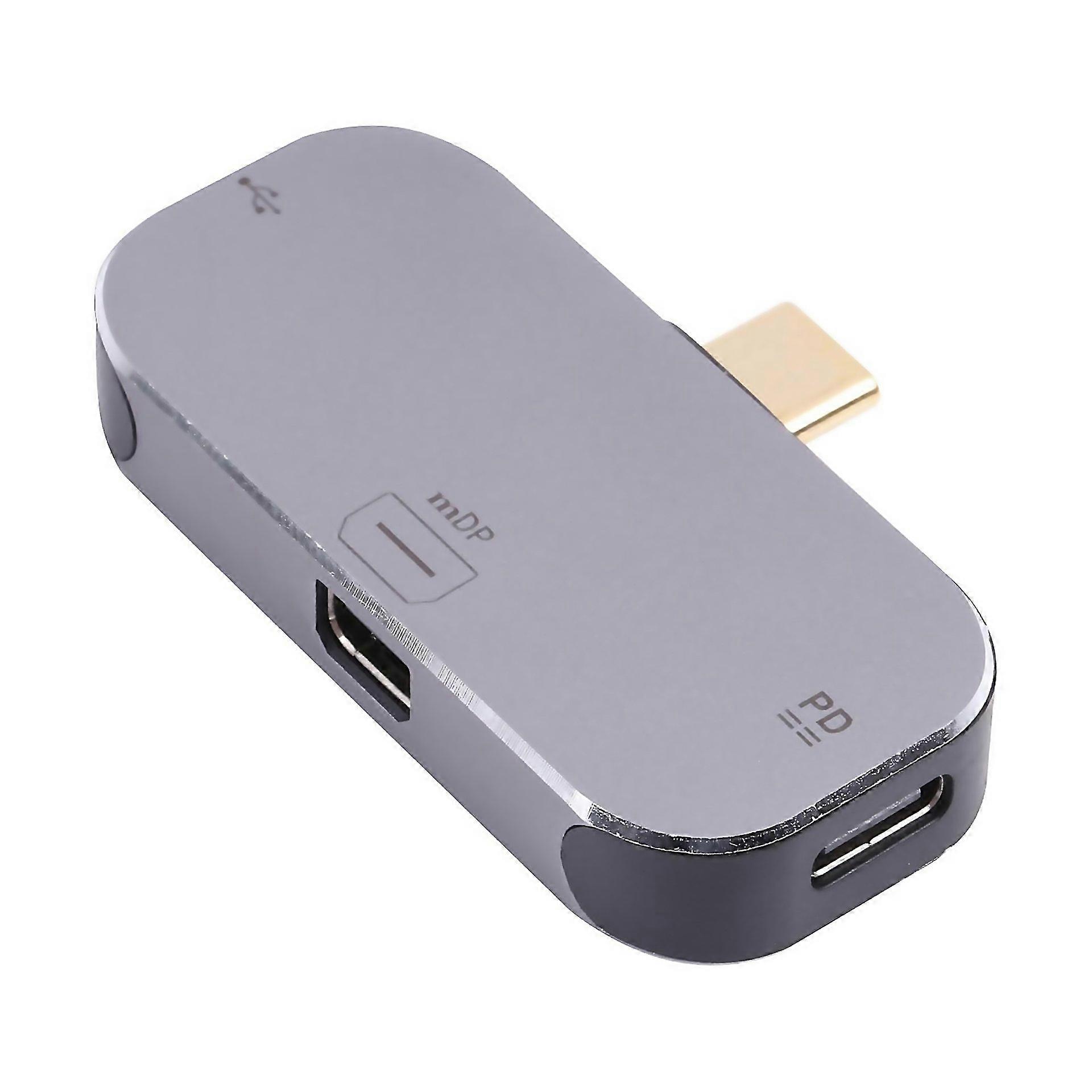 For 3 In 1 Usbc Typec Male To Dual Usbc Typec Mini Dp Female Adapter