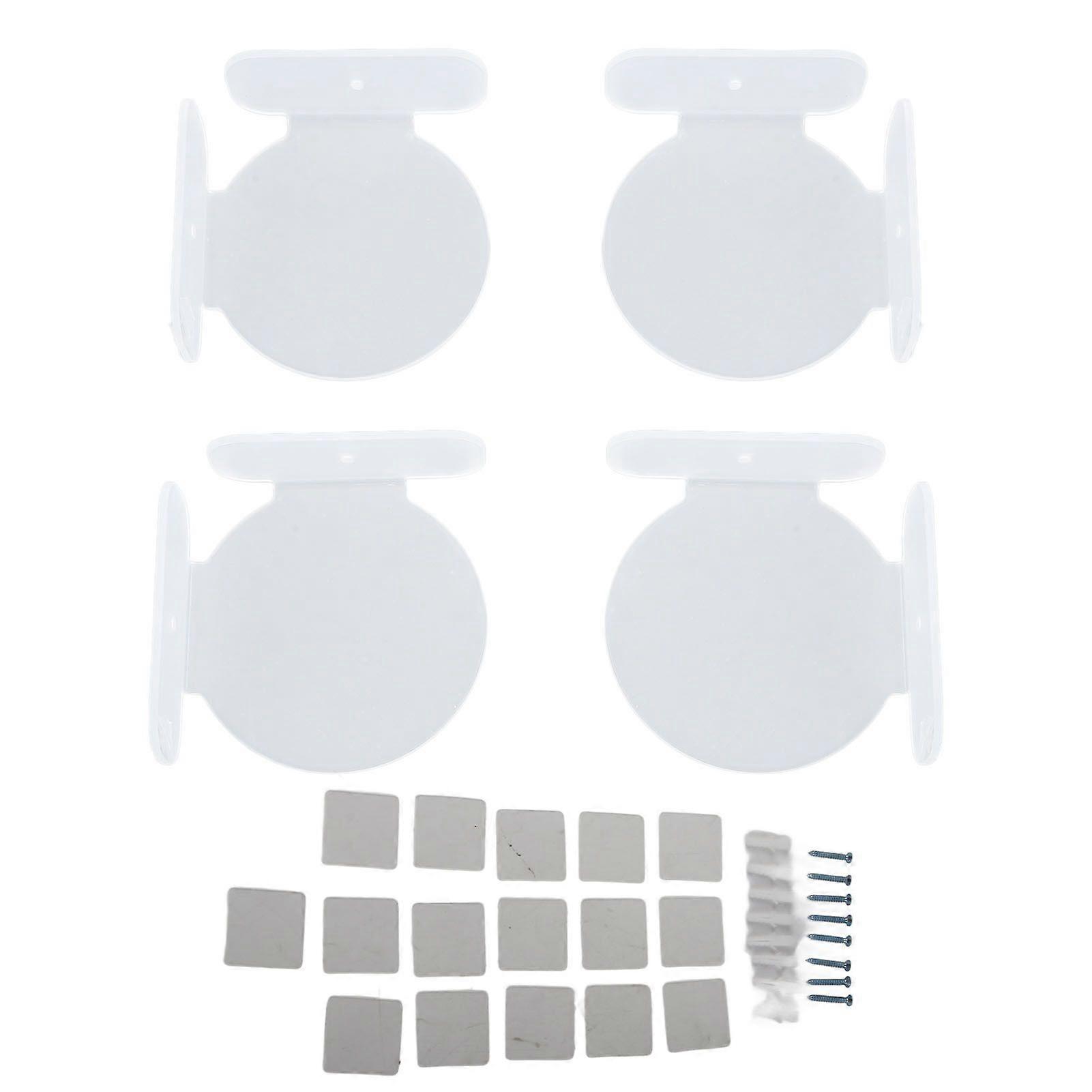 4Pcs Mini Circular Corner Shelf Space Saving Universal Wall Mount Floating Corner Shelf for Security Camera Baby Monitor Speaker Transparent