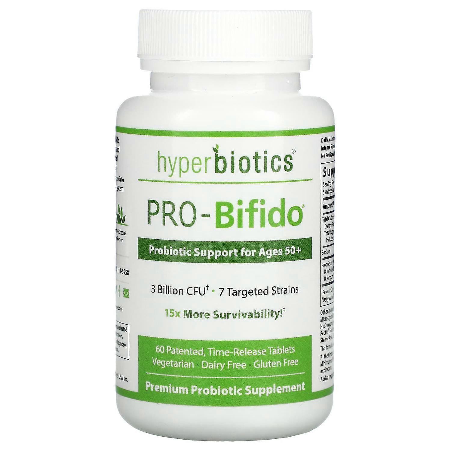 Hyperbiotics, PRO-Bifido, Probiotic Support for Ages 50+, 60 Time-Release Tablets