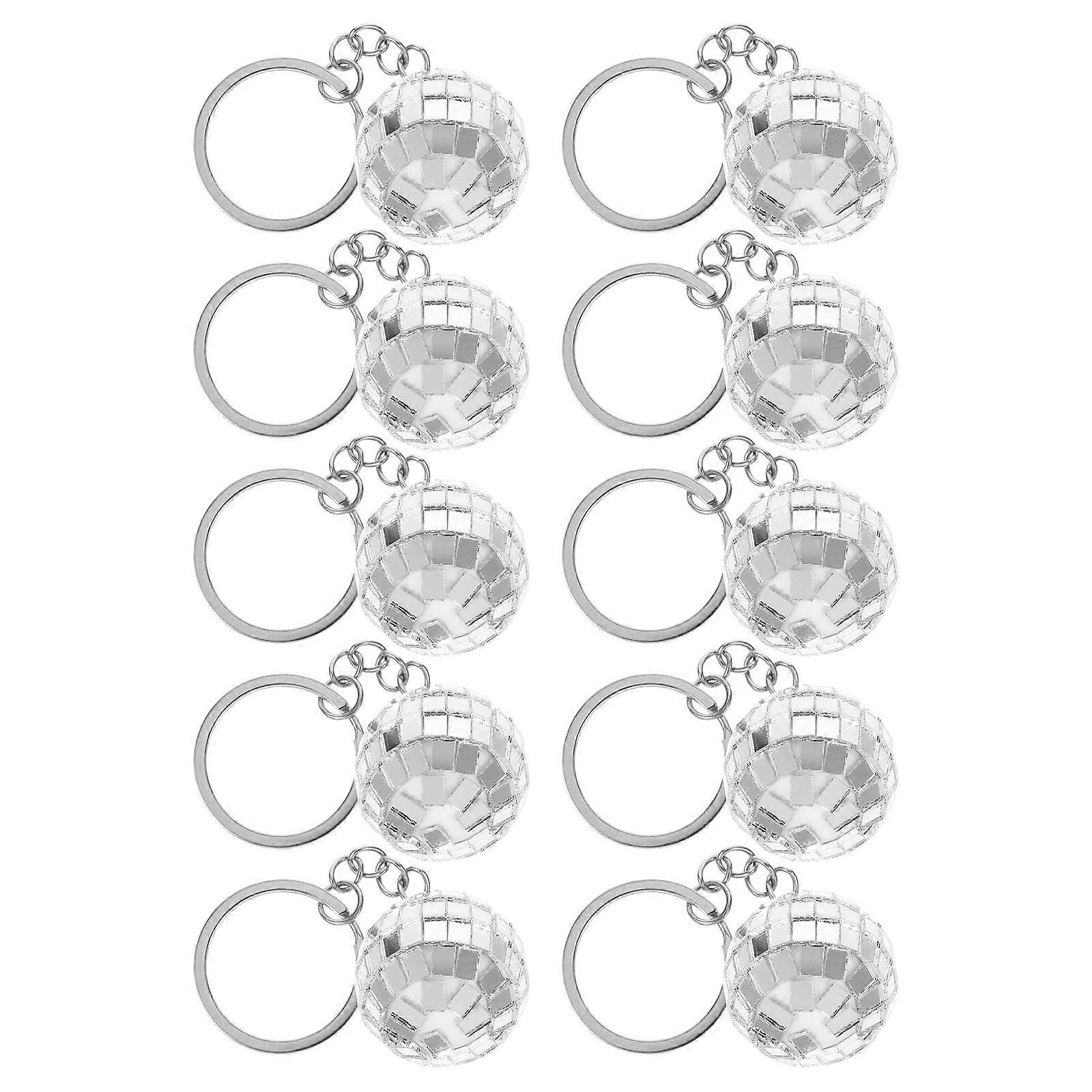 Disco Ball Keychain Pendant for Hanging Decoration 30Pcs Silver