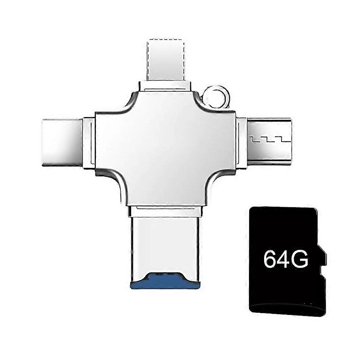 For 4 In 1 Usbc Typec Usb 20 Micro Usb 8 Pin Adapter Tf Card Reader