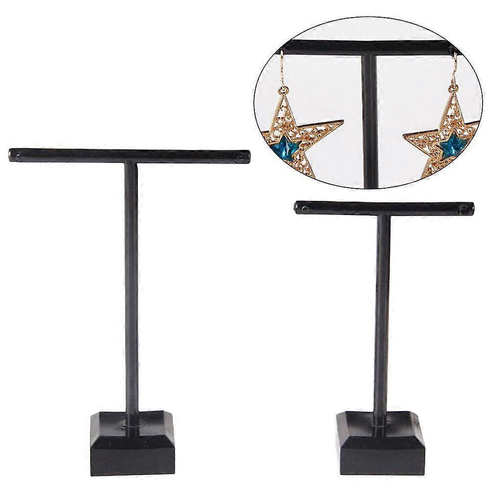 Jewelry Display Stand T Shape Earrings Shelf for Organizing 4Pcs Black