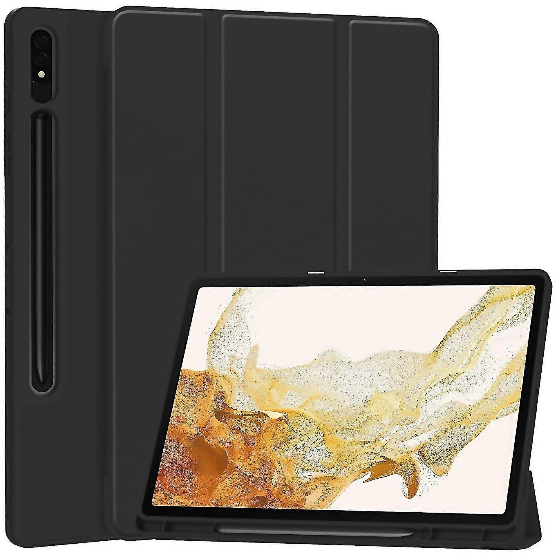 Étui en cuir TPU couleur pure pour tablette 3 plis avec stylet, facile à nettoyer et à entretenir