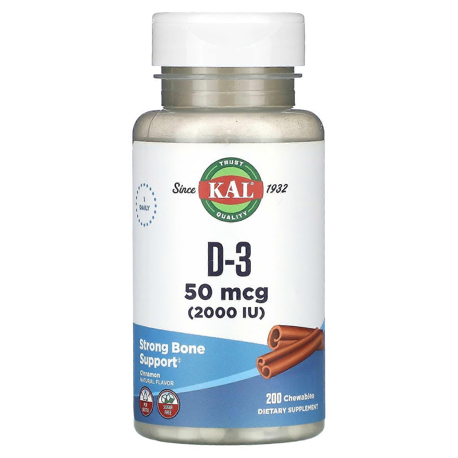 D-3, Cinnamon, 50 mcg (2,000 IU), 200 Chewables