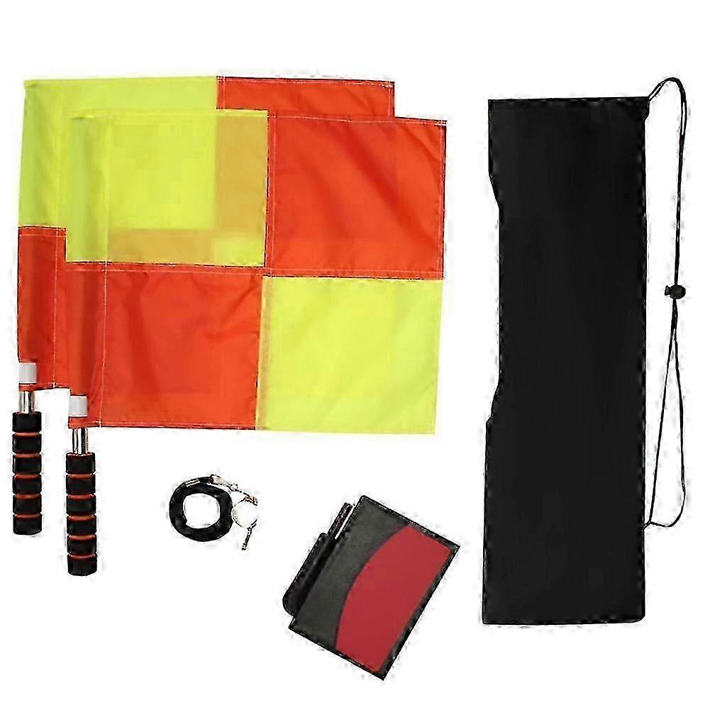Soccer Referee Kit 2 Pcs Checkered Linesman Soccere Flags,Red Yellow Ref Cards miao8