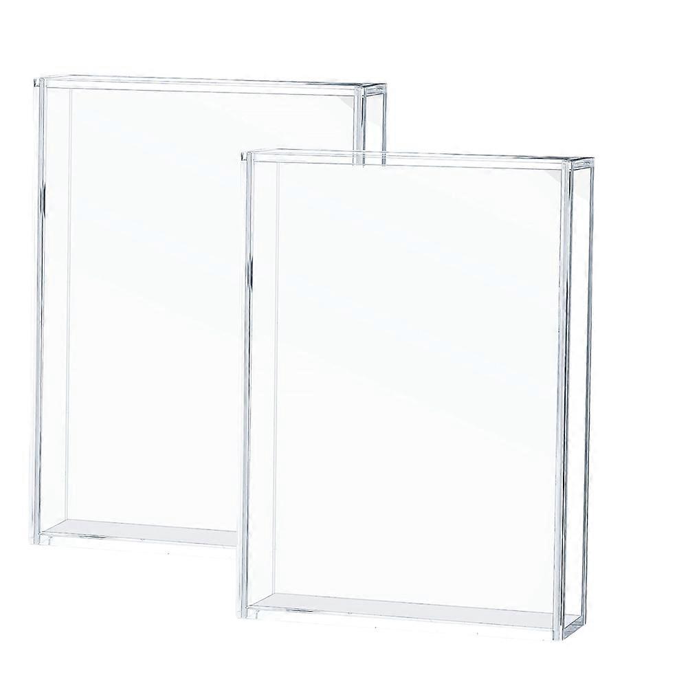 2 Pcs Acrylic Shadow Boxes Display Cases, DIY Frame Clear Display Cases Wedding Memory Dried Flower Container (5X7inch)