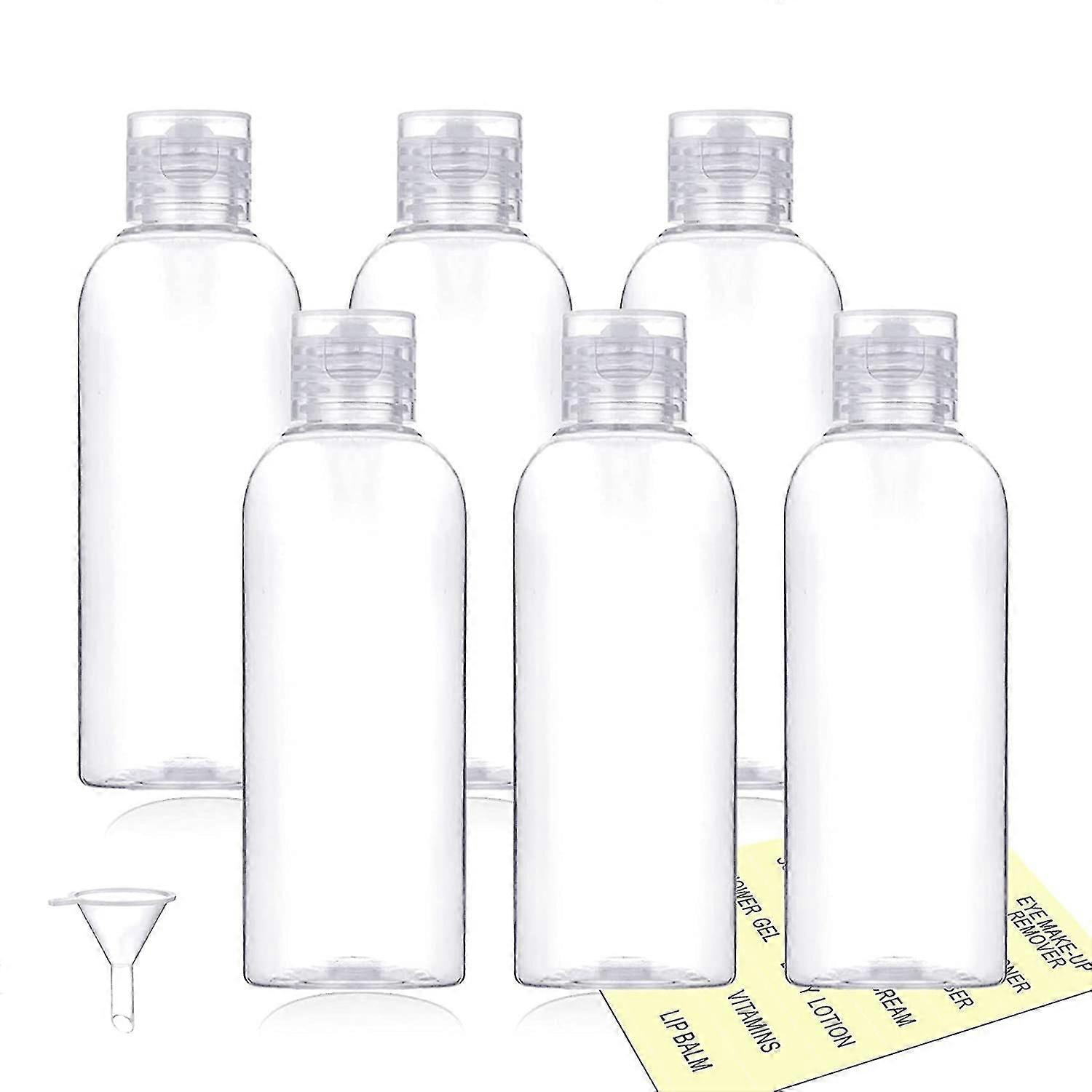 Plastic Travel Bottles,100ml/3.4oz Empty Small Squeeze Bottle Containers For Toiletries With Flip Cap(6 Pack)