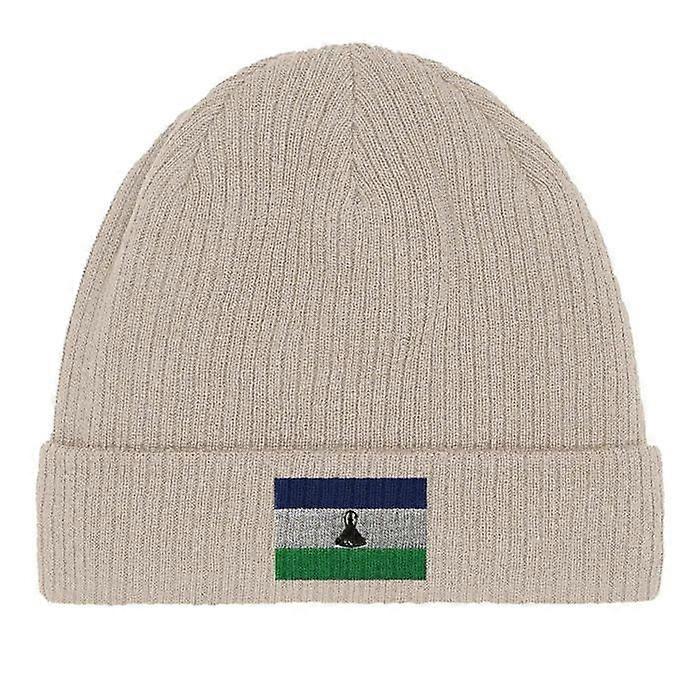 Lesotho Flag Beanie in Beige