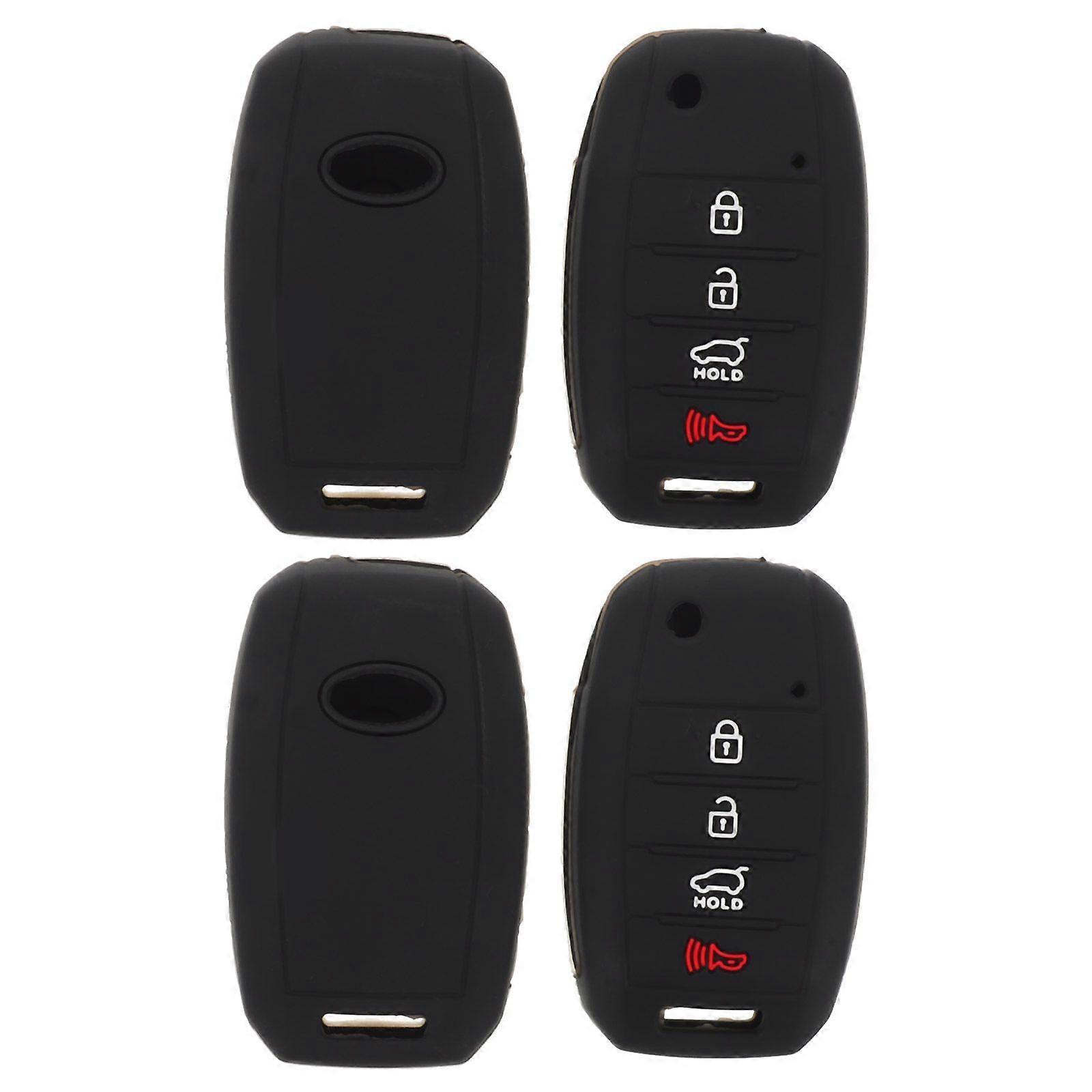 4pcs Silicone Key Fob Cover: Folding 4 Button Remote Key Fob Case - Protective Case Shell Anti-Scratch - Silicone Remote Sleeve Compatible For Kia