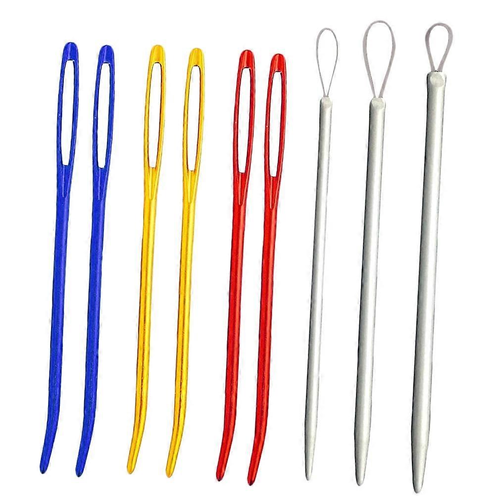 9pcs Bent Tip Tapestry Needles and Wool Needles Large-Eye Aluminium Needles for Sewing Knitting