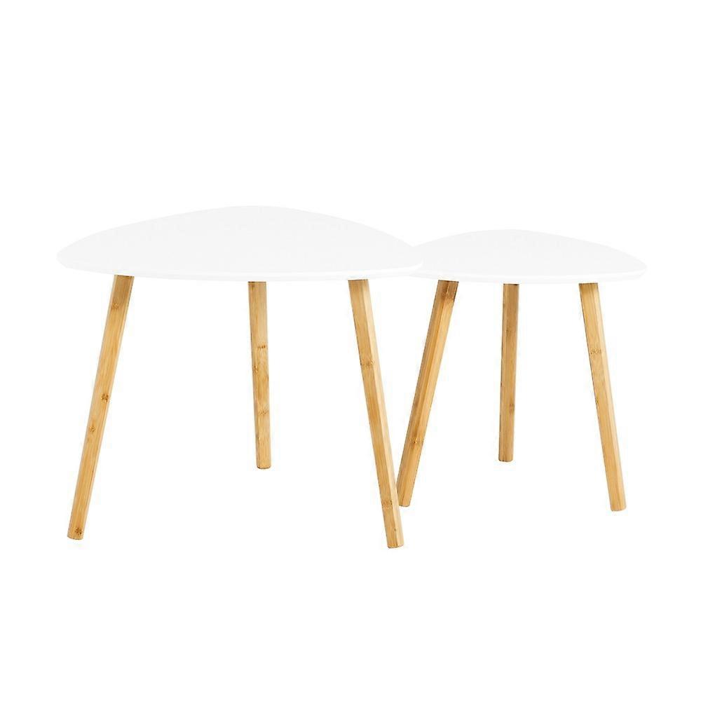 SoBuy FBT74-W,Nesting Tables Set of 2 End Tables with Petal Shape Top Compact Sofa Snack Tables Living Room Accent Tables, Easy Assembly