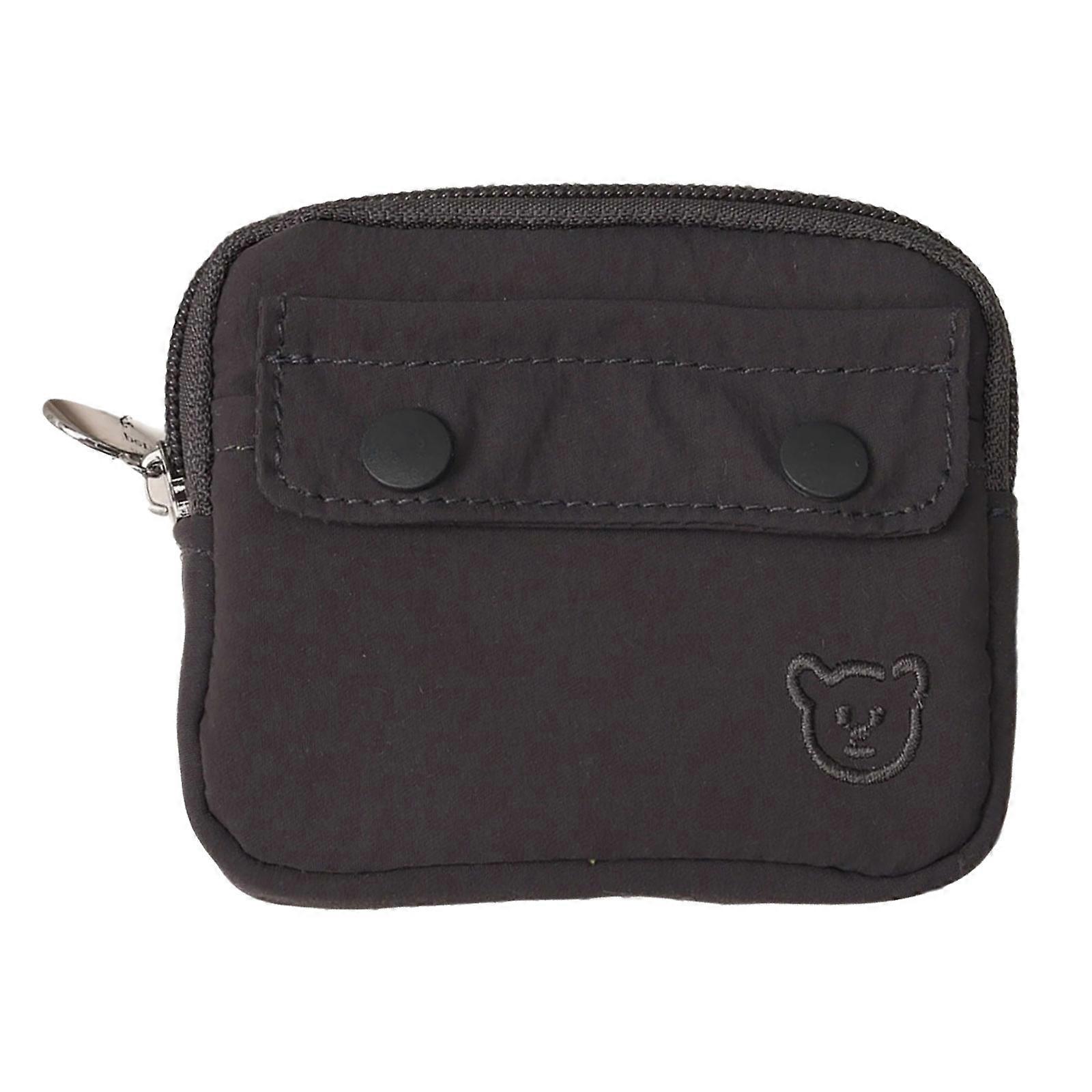 Wear Resistant Enclosed Card Holder With Multiple Slots Large Capacity Polyester Coin Organizer For Travel And Daily Use  Dark Grey