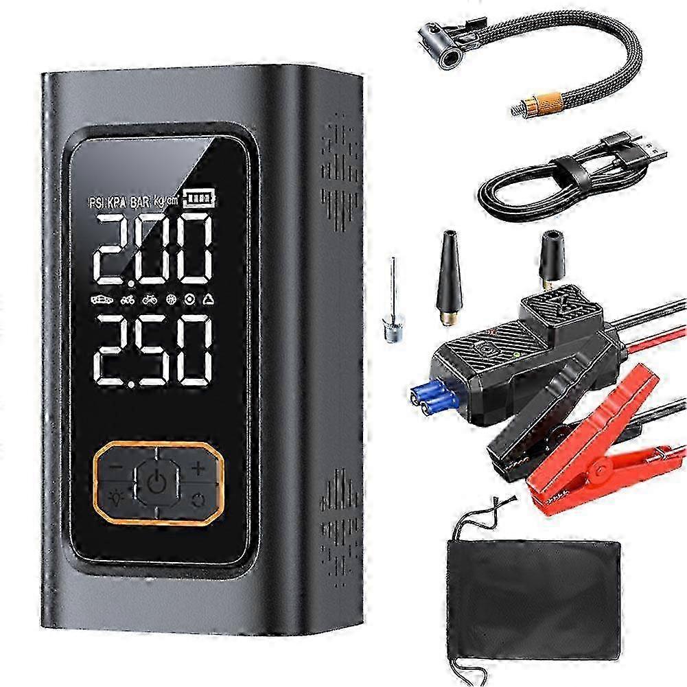 Portable 6000A 4 In 1 Car Jump Starter Power Bank With Air Compressor