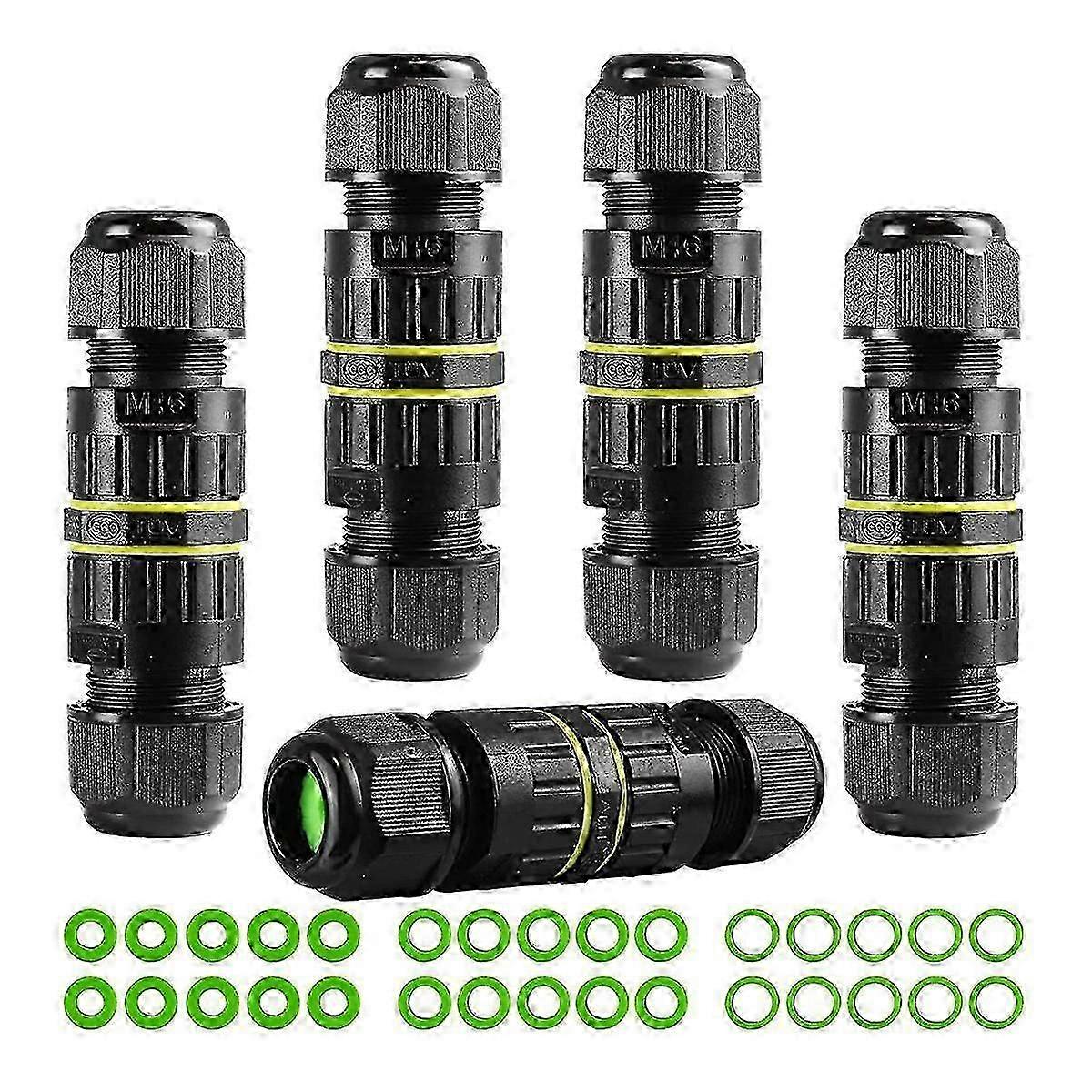 5Pc IP68 Waterproof 2 Way 3-Core Junction Box Electrical Cable Connector M16 Wire Range(3.5-10mm) Edition 1105