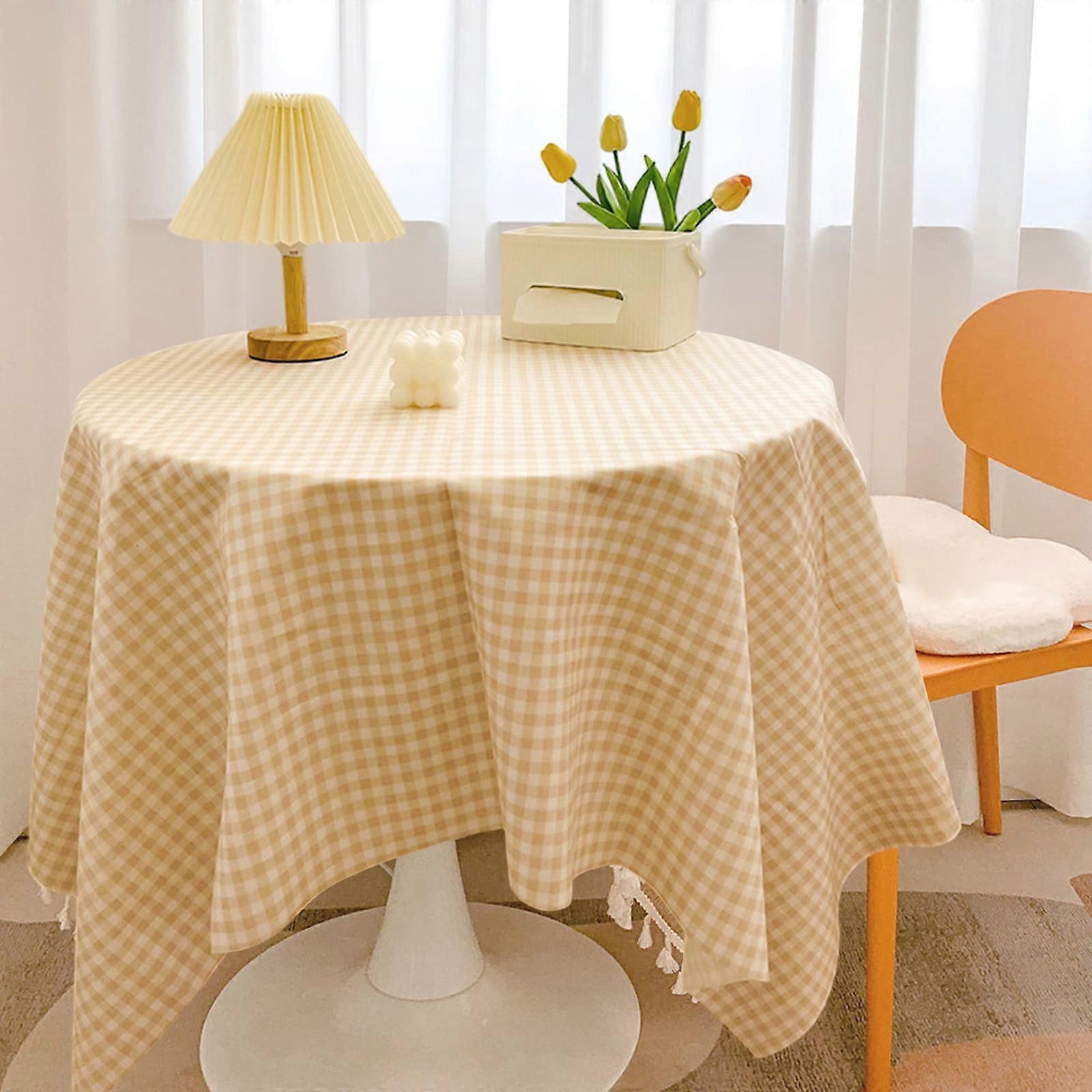 55 Inch Round Textured Polyester Tablecloth - Premium Spill-Proof, Extra Soft & Thick, for Party Table