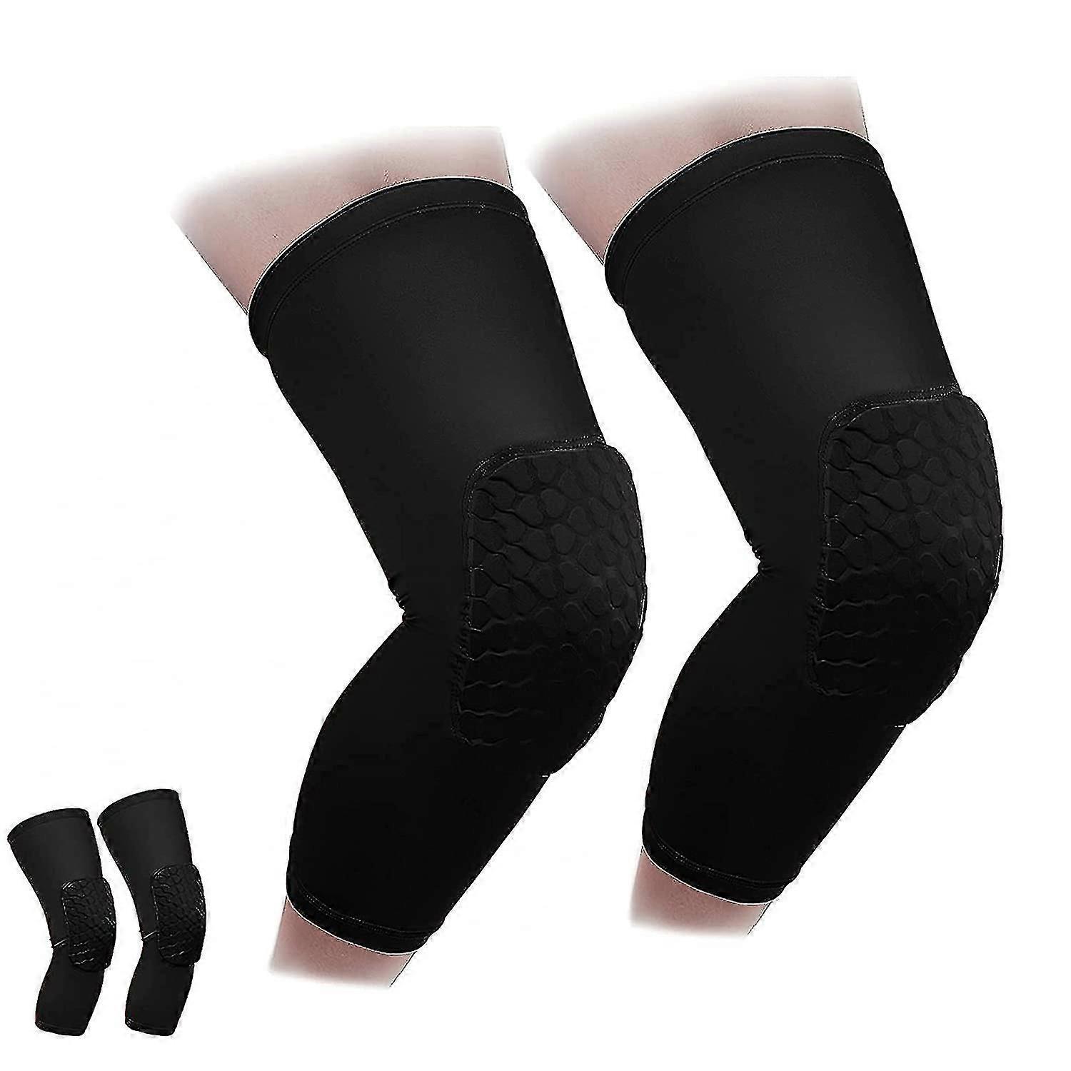 Knee Sleeve Pair Kneepad Pads Crashproof Antislip Basketball Leg Sleeve Protective Pad Support Guard Padded Breathable Compression Wear Hexpad - 2 Pac