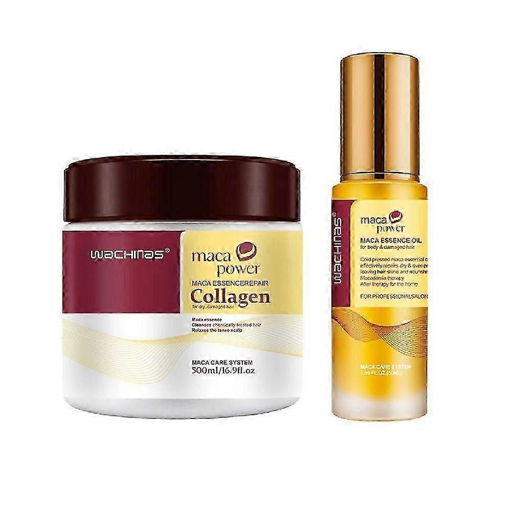 Tratamento Capilar com Colágeno, Condicionador de Reparação Profunda para Todos os Tipos de Cabelo 500 ml + Sérum Capilar com Óleo de Argan para Cabelos Secos e Danificados 50 ml