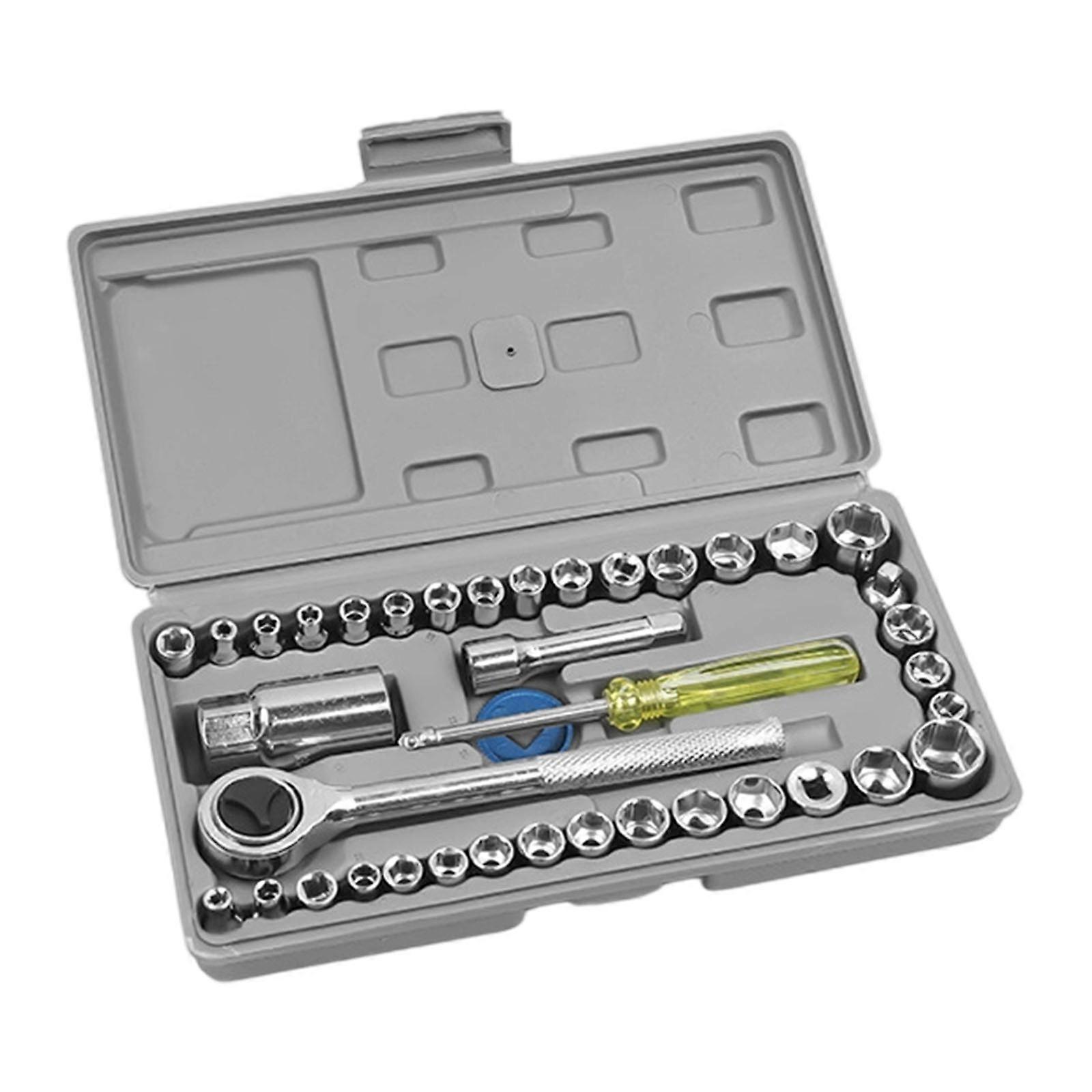 Carbon Steel Manual Tool Set 40 Piece Hexagonal Socket Wrench Set For Motorcycle Car Maintenance Multicolor