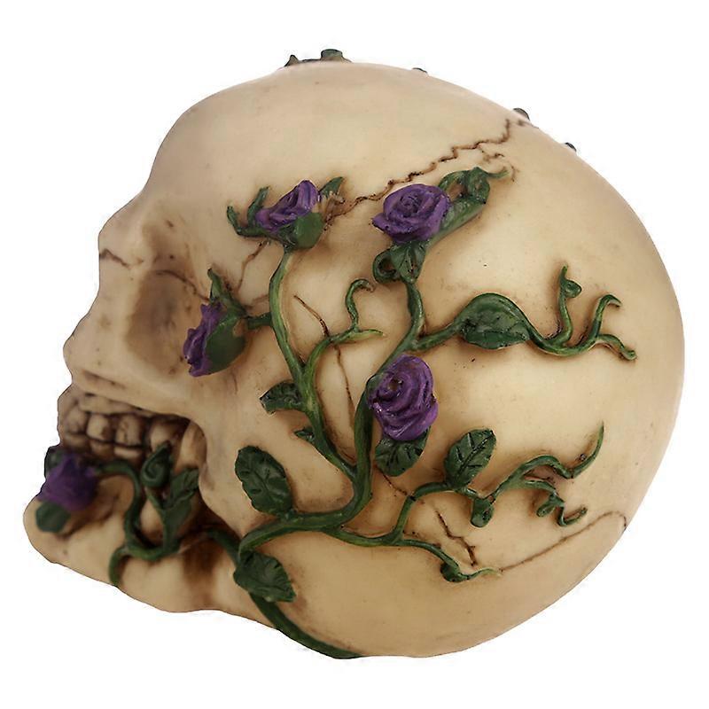 Gothic Skull Decoration with Purple Roses 1 Pack