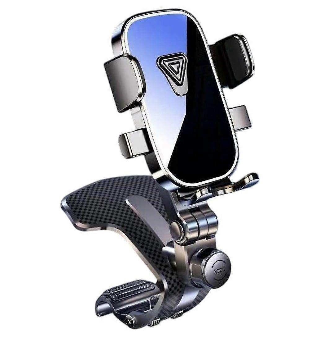 New Car Dashboard Phone Holder Gravity Crocodile Clip Automatic Locking Mirror Phone Stand
