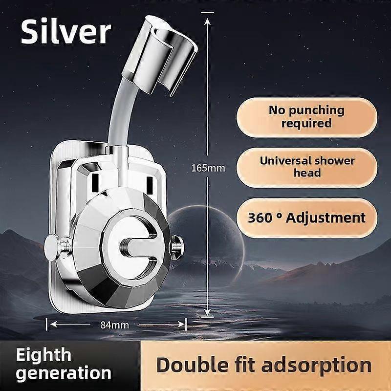 Bathroom Shower System Wall Mounted Showerhead Bracket, Adjustable Angle Showerhead Bracket, No Drilling Installation, Wall Fixed