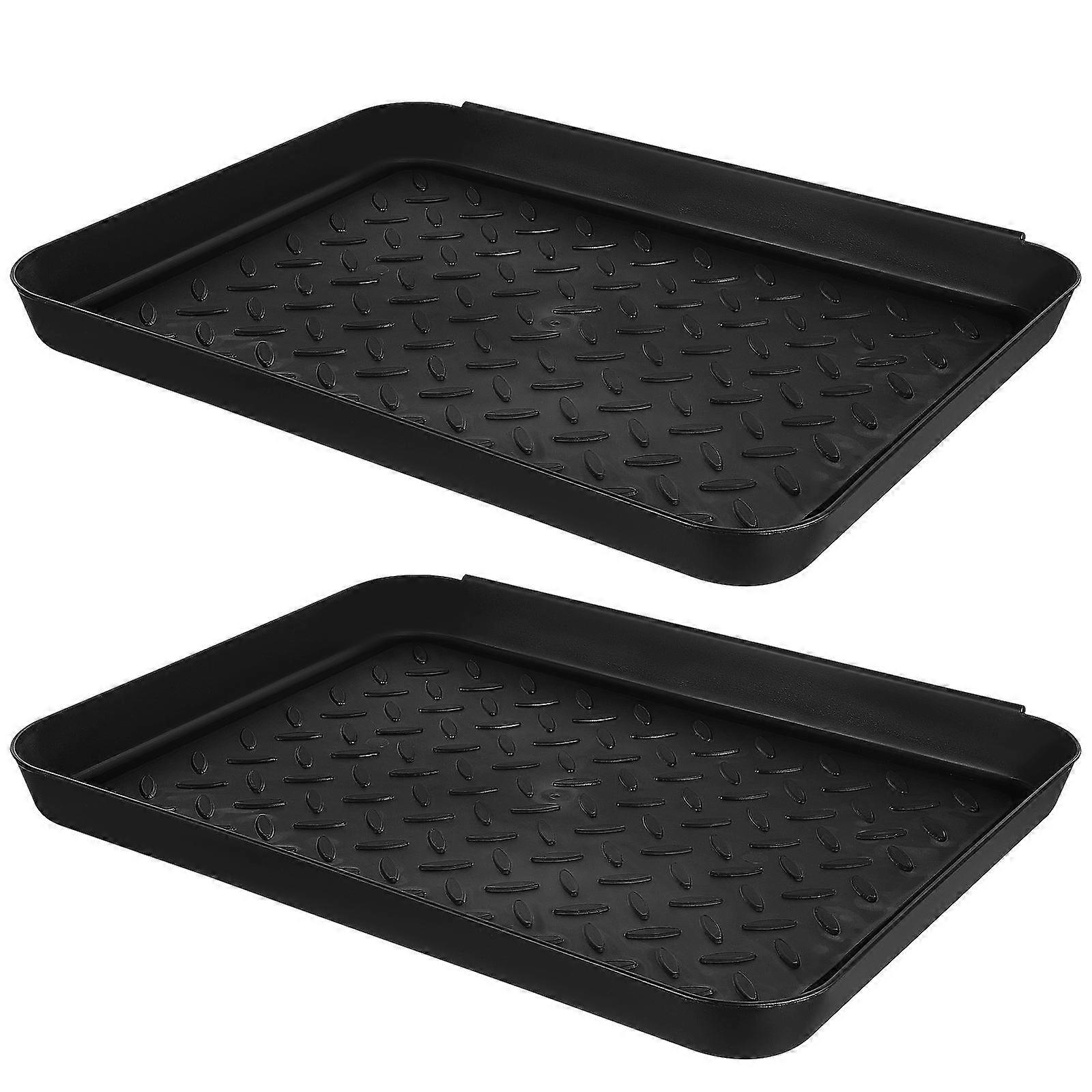 Entryway Shoe Tray Plastic Wet Boot Tray for Floor Protection 2Pcs Set