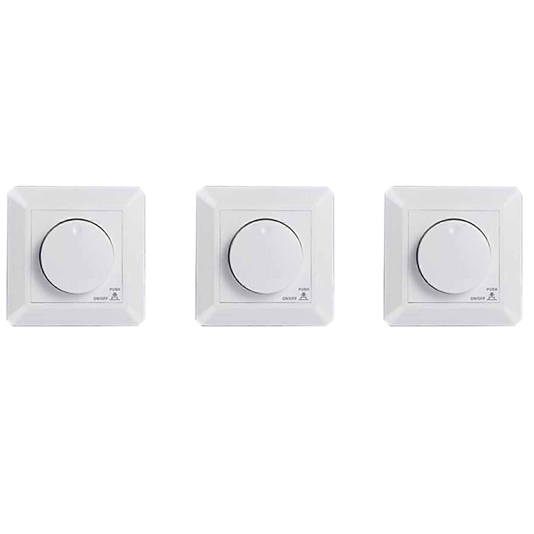 3X LED Dimmer Switch, Flush-Mounted Dimmer for Dimmable LED and Halogen, 5-300 W Dimmer Switch LED, Phase Control Dimmer