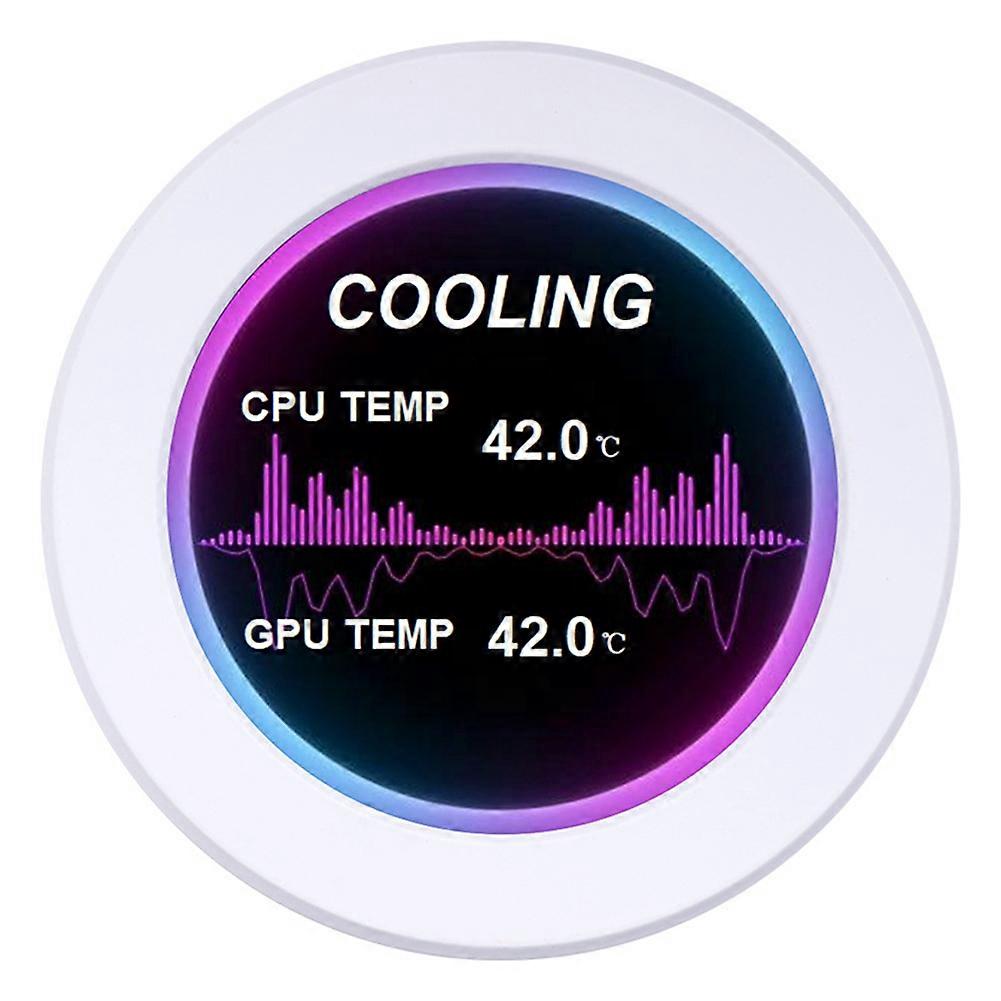 Monitor LCD IPS redondo de 2,1 polegadas para PC com resfriamento líquido 360° e compatível com Aida64 (branco).