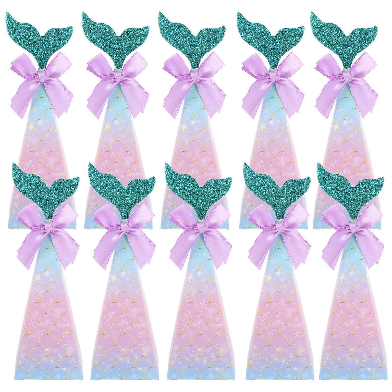 20Pcs Wedding Candy Boxes Paper Mermaid Cookie Boxes Party Gift Packaging Cases