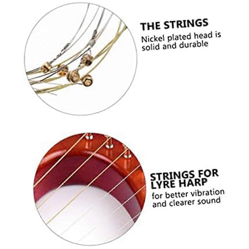 A Sets of 16 Lyre Harp Strings Replacement Metal String for Lyre Harp