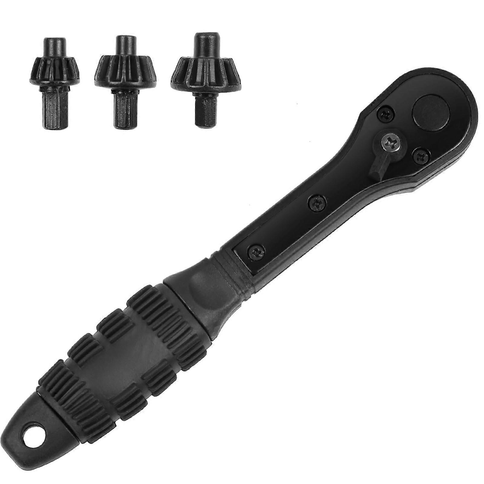 3in1 Ratcheting Drill Chuck Key Wrench with Three Socket Sizes, Universal Drill Compatibility, Quick‑Release Grip