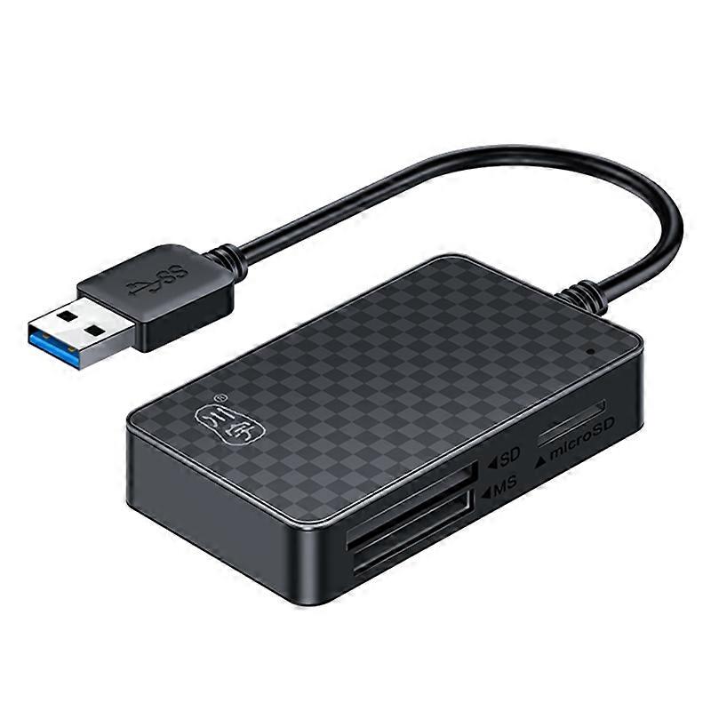 KAWAU C366 USB3.0 Card Reader Multi-Port CF/TF/SD/MS Card Reader with 15cm Cable (Single Drive Lette